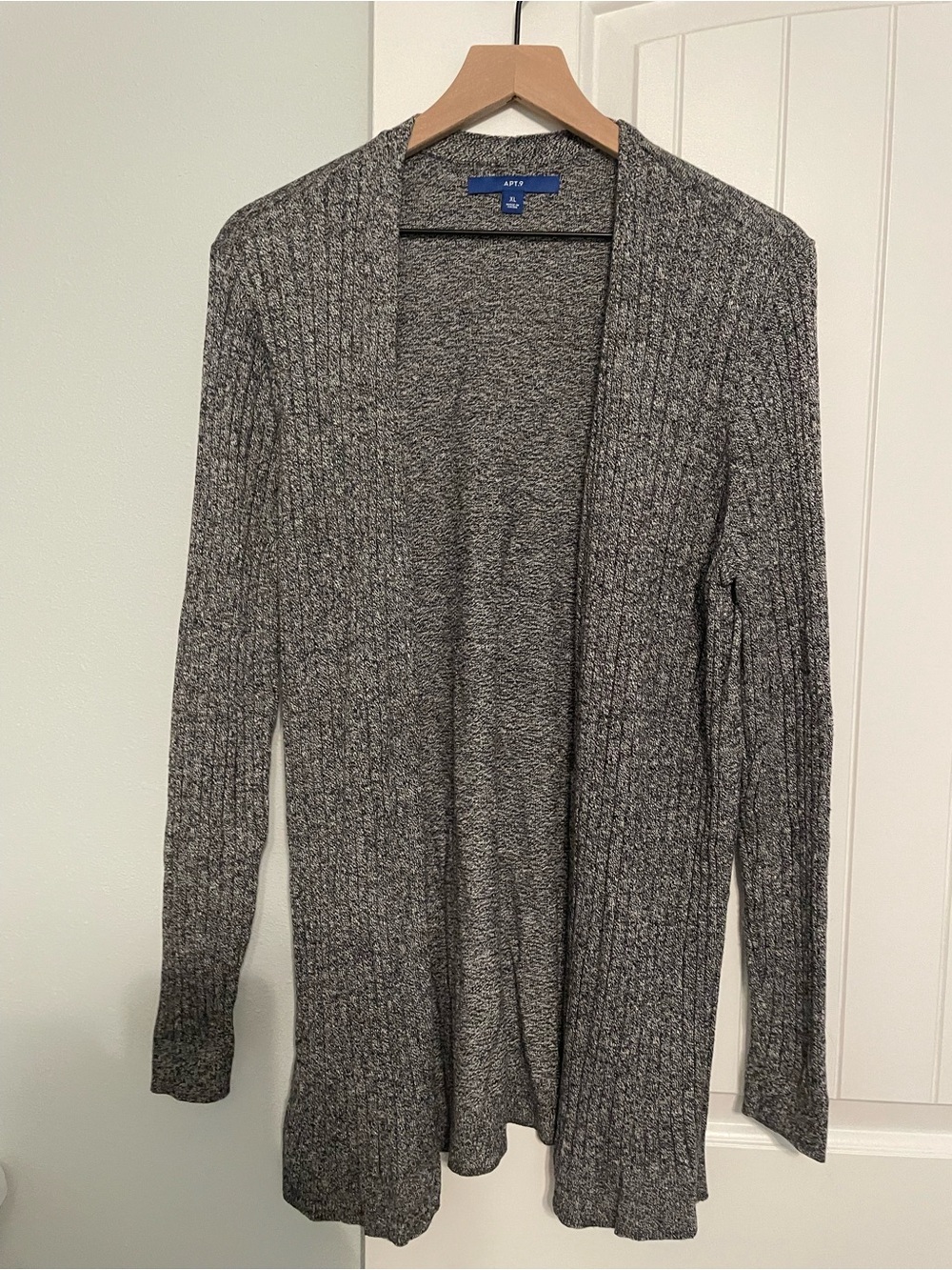 Apt. 9 Women's Gray Ribbed Open-Front Cardigan